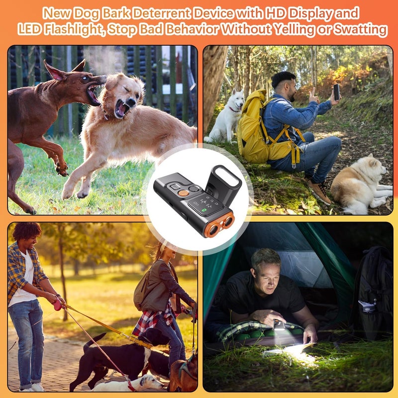 warmow Dog Bark Deterrent Devices, Ultrasonic Anti Barking Device for Dogs Can Stop Bad Behavior, Portable Dog Training Device, with HD Display and LED Flashlight, No Need Yell Or Swat, Just Point to A Dog - Image 4
